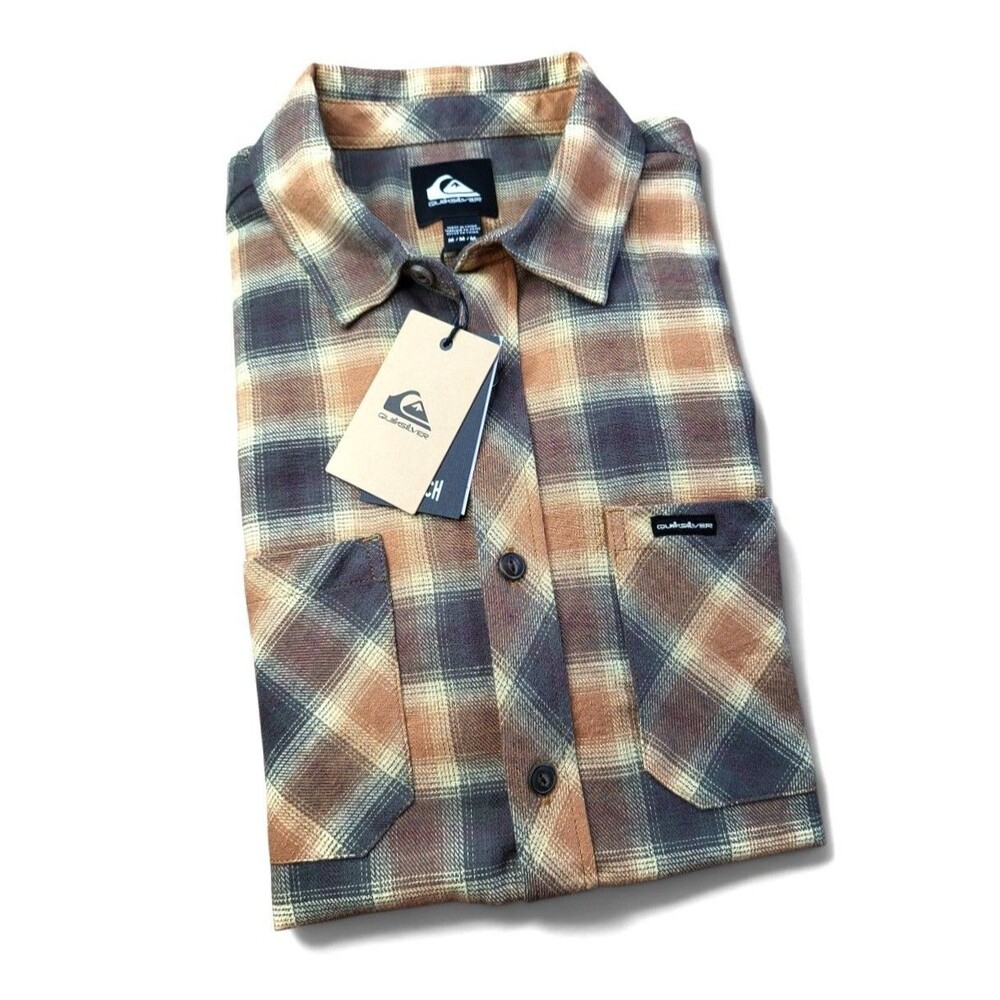 NWT Quiksilver Terrace Check Flannel Shirt Long Sleeve Phantom Size M MSRP $64